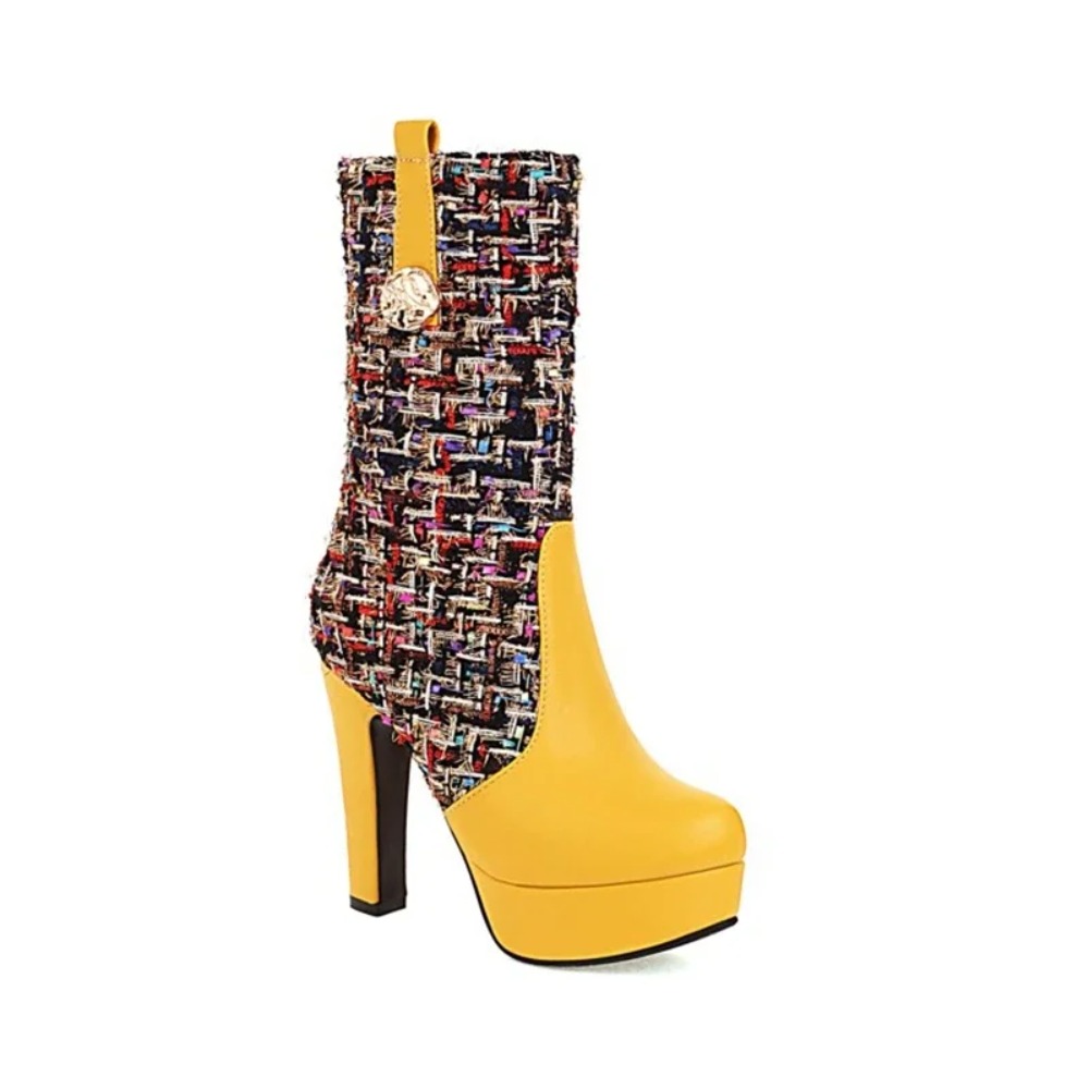 Women'S Fashion Riding Boots - รองเท้าบูทสูงถึงเข่า ผู้หญิง ดีไซน์เนอร์ แฟชั่นเซ็กซี่ หัวกลม ส้นสูง