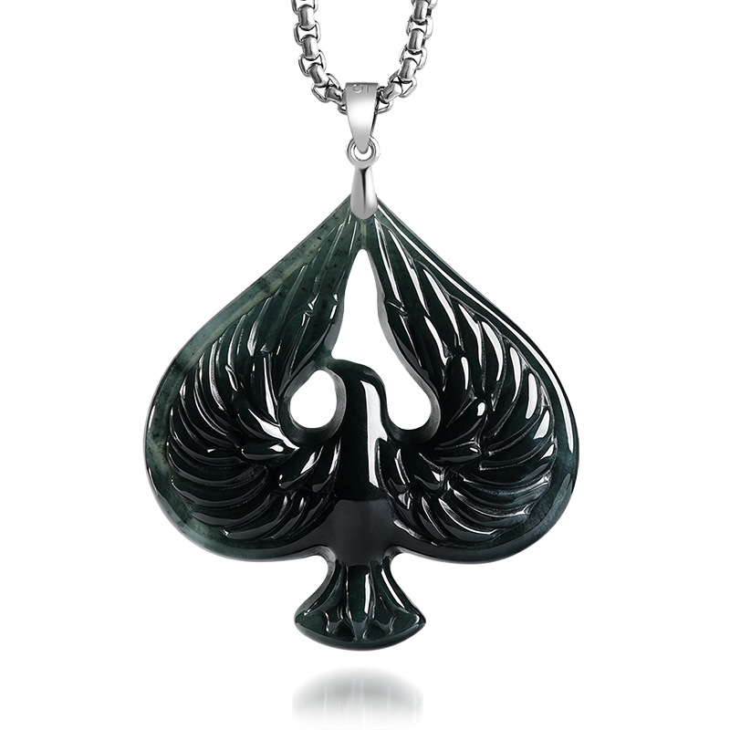 Women'S Fashion - สร้อยคอจี้หยกแท้สีดำลายไก่ ทำจากเงิน S925 แกะสลักอย่างประณีต เครื่องประดับหยกแท้ ของขวัญเครื่องรางแฟชั่นสำหรับผู้หญิง