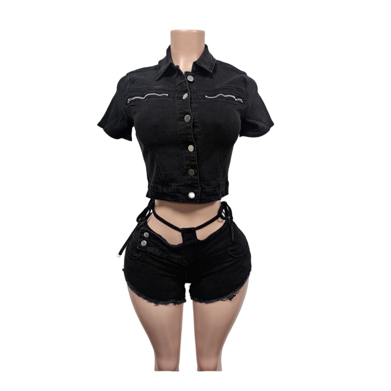 ชุดเซ็กซี่สองชิ้นผ้ายีนส์สำหรั - Women Fashion Jeans Top บทวิจารณ์และราคา
