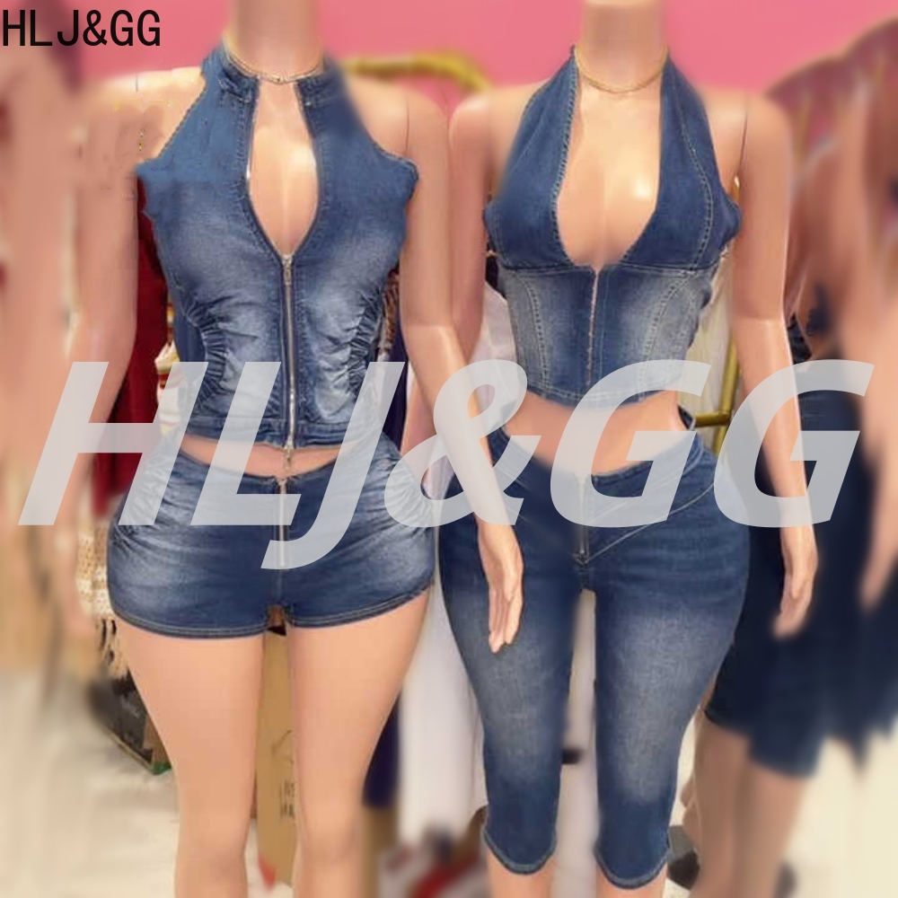 HLJ & GG สีฟ้าแฟชั่น DENIM Hal - Women Fashion Jeans Top บทวิจารณ์และราคา