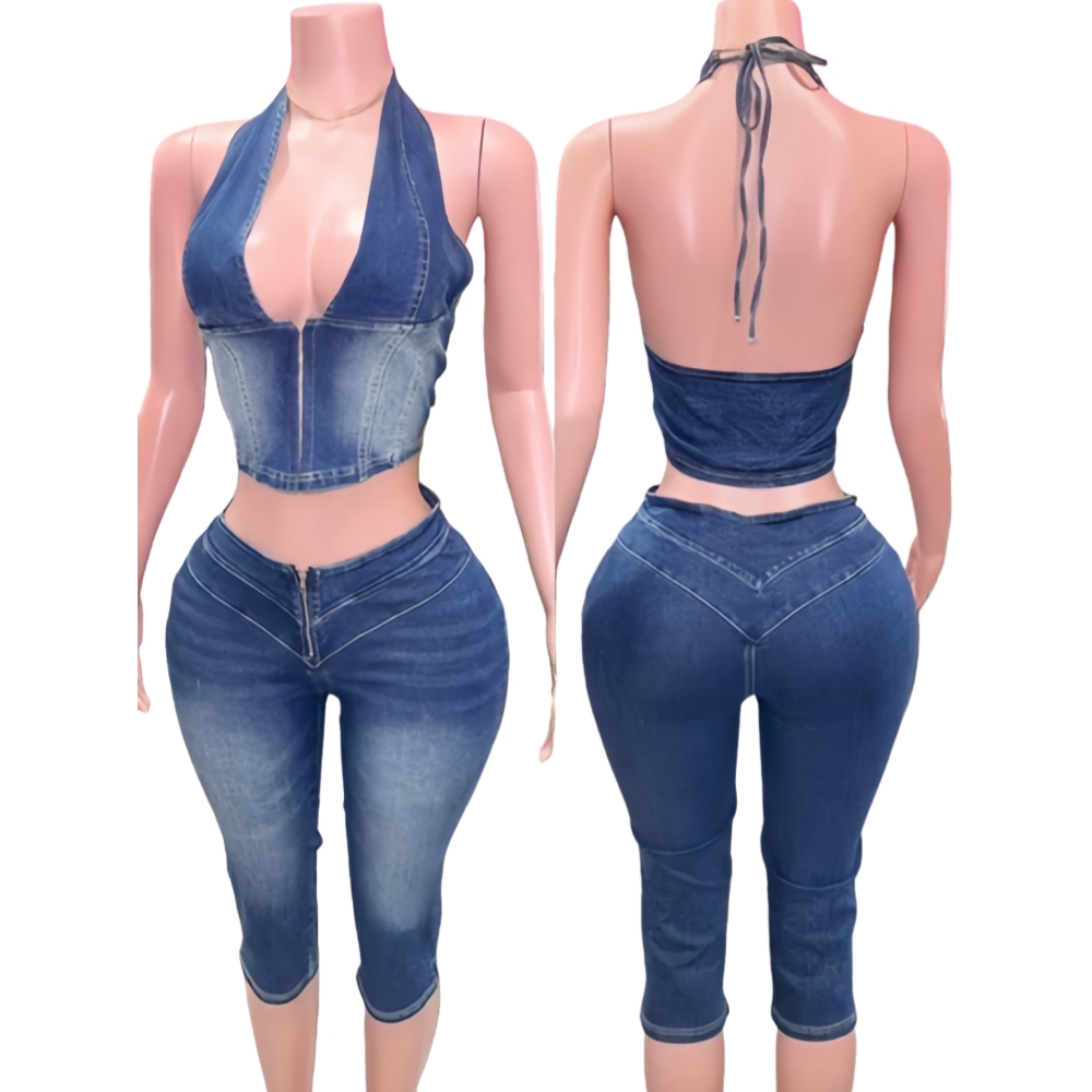 HLJ & GG สีฟ้าแฟชั่น DENIM Hal - Women Fashion Jeans Top บทวิจารณ์และราคา