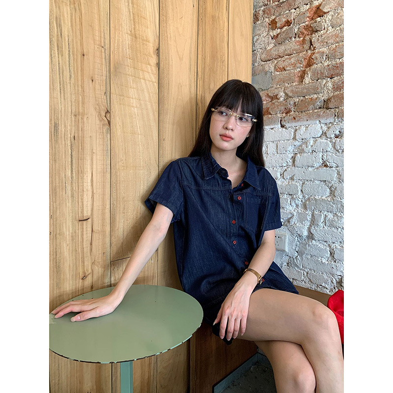 เบนย์นฟฟี่ เรโทรเสื้อเชิ้ตแขนส - Women Fashion Jeans Top บทวิจารณ์และราคา