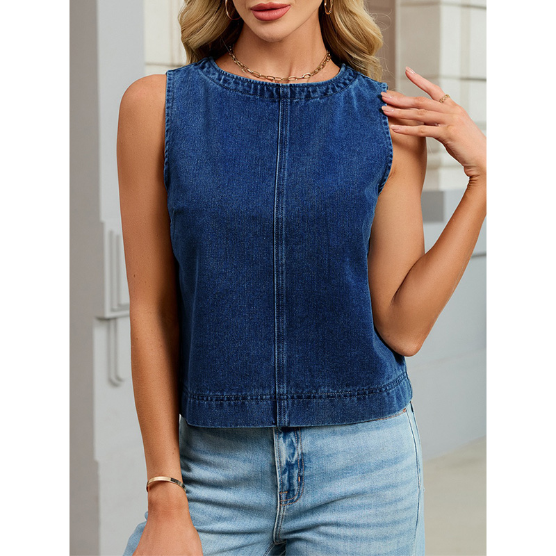 เบนย์นฟฟี่เสื้อกั๊กยีนส์คอกลมล - Women Fashion Jeans Top บทวิจารณ์และราคา