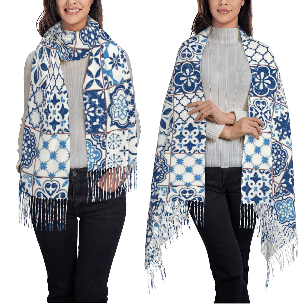 ผ้าพันคอพิมพ์ลายกระเบื้องพอร์ต - Women'S Fashion Portugal บทวิจารณ์และราคา